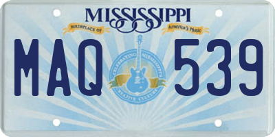 MS license plate MAQ539