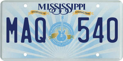 MS license plate MAQ540