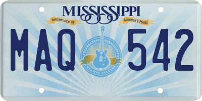 MS license plate MAQ542