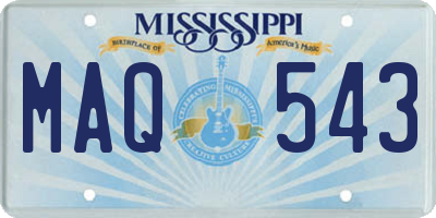 MS license plate MAQ543