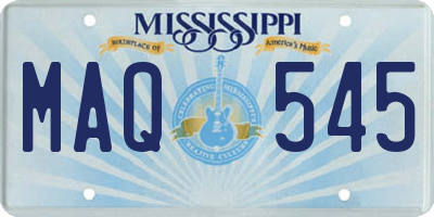 MS license plate MAQ545