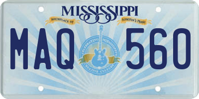 MS license plate MAQ560