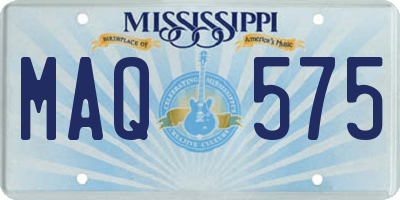 MS license plate MAQ575