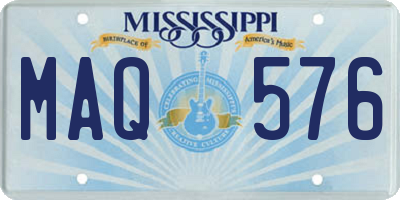 MS license plate MAQ576