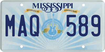 MS license plate MAQ589