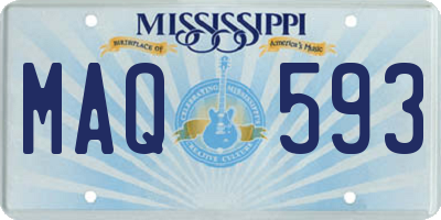 MS license plate MAQ593