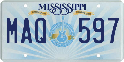 MS license plate MAQ597