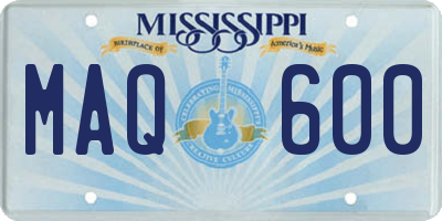 MS license plate MAQ600