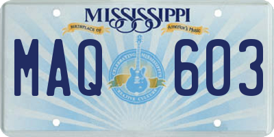 MS license plate MAQ603