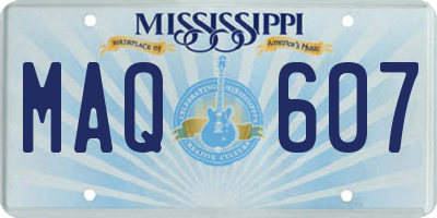 MS license plate MAQ607