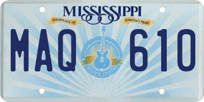 MS license plate MAQ610