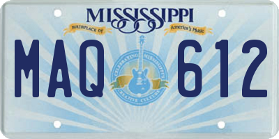 MS license plate MAQ612