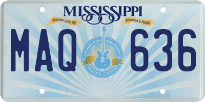 MS license plate MAQ636