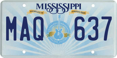 MS license plate MAQ637