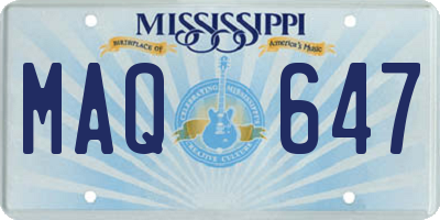 MS license plate MAQ647