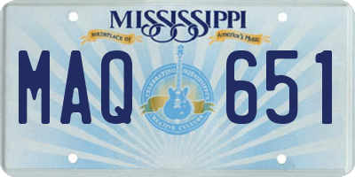 MS license plate MAQ651
