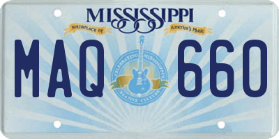 MS license plate MAQ660