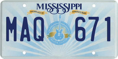 MS license plate MAQ671