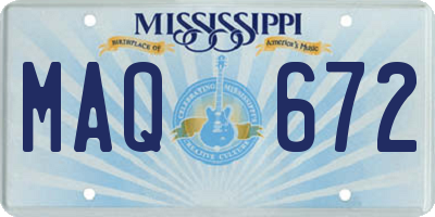 MS license plate MAQ672