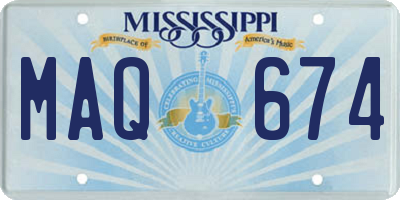 MS license plate MAQ674