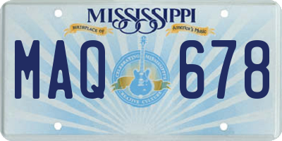 MS license plate MAQ678