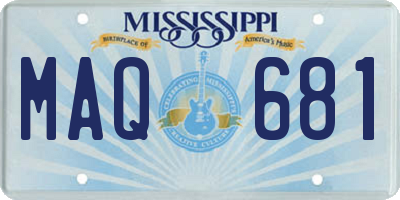 MS license plate MAQ681
