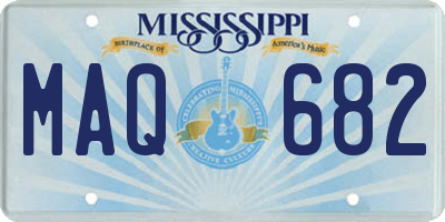 MS license plate MAQ682
