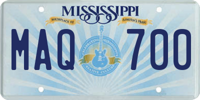 MS license plate MAQ700
