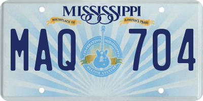 MS license plate MAQ704