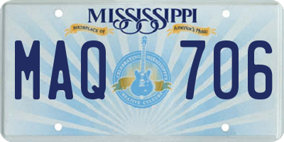 MS license plate MAQ706