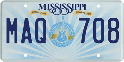 MS license plate MAQ708