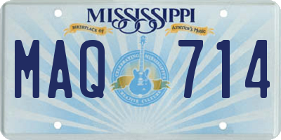 MS license plate MAQ714