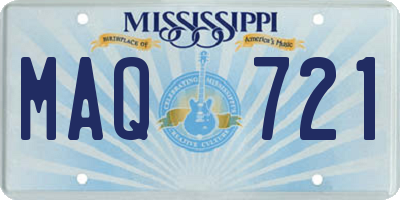 MS license plate MAQ721