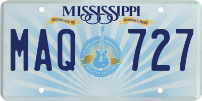 MS license plate MAQ727