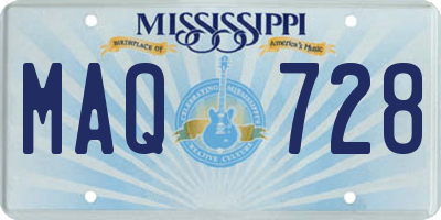 MS license plate MAQ728