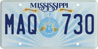 MS license plate MAQ730