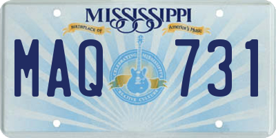 MS license plate MAQ731