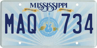 MS license plate MAQ734