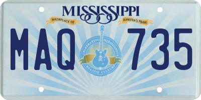 MS license plate MAQ735