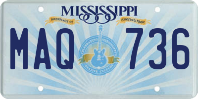MS license plate MAQ736