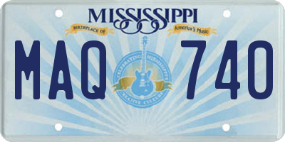 MS license plate MAQ740