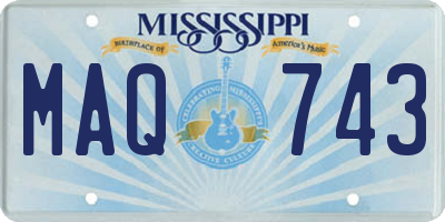 MS license plate MAQ743