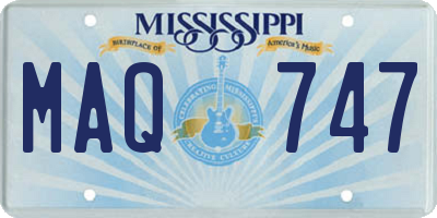 MS license plate MAQ747