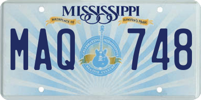 MS license plate MAQ748