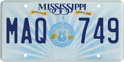 MS license plate MAQ749