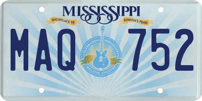 MS license plate MAQ752