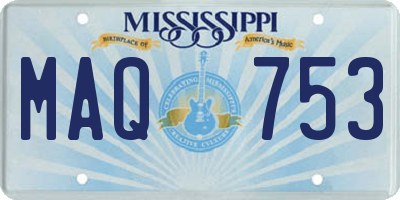 MS license plate MAQ753