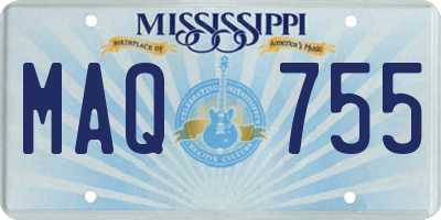 MS license plate MAQ755