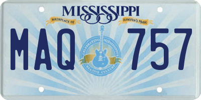 MS license plate MAQ757