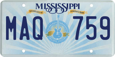 MS license plate MAQ759